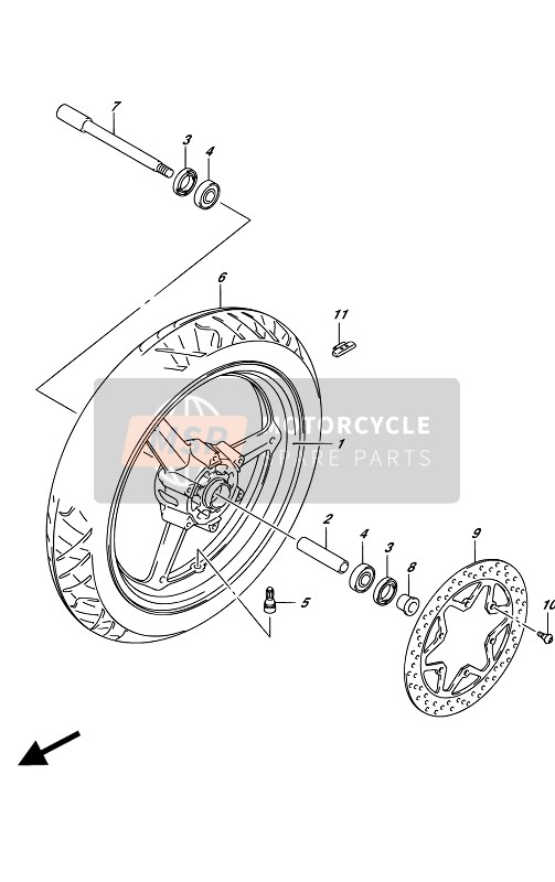 Suzuki GW250(Z) INAZUMA 2017 Front Wheel for a 2017 Suzuki GW250(Z) INAZUMA