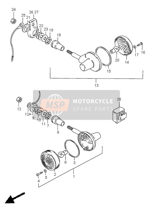 Suzuki GN250(E) 1996 Lampe de clignotant (E1-P37) pour un 1996 Suzuki GN250(E)