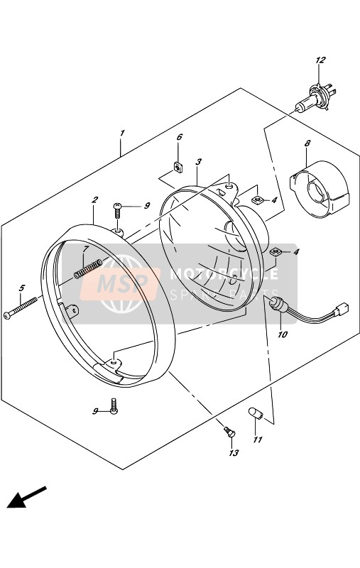 Suzuki SV650(A)(UA) 2017 Lámpara De Cabeza (SV650UA E19) para un 2017 Suzuki SV650(A)(UA)