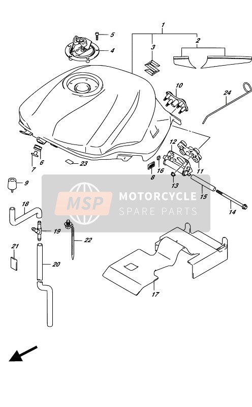 Suzuki SV650(A)(UA) 2017 Depósito de combustible (YSF-YVZ-YWW)(SV650A E02) para un 2017 Suzuki SV650(A)(UA)