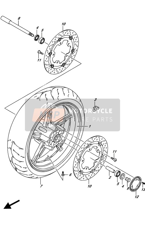 Suzuki SV650(A)(UA) 2017 Voorwiel voor een 2017 Suzuki SV650(A)(UA)