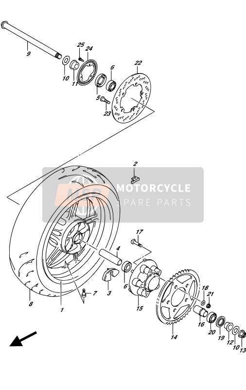 Suzuki SV650(A)(UA) 2017 Roue arrière (SV650A E19) pour un 2017 Suzuki SV650(A)(UA)