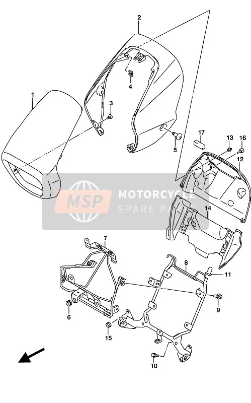 Suzuki VZR1800(BZ) INTRUDER 2017 Cubierta del faro (por PGZ)(VZR1800BZ E02) para un 2017 Suzuki VZR1800(BZ) INTRUDER