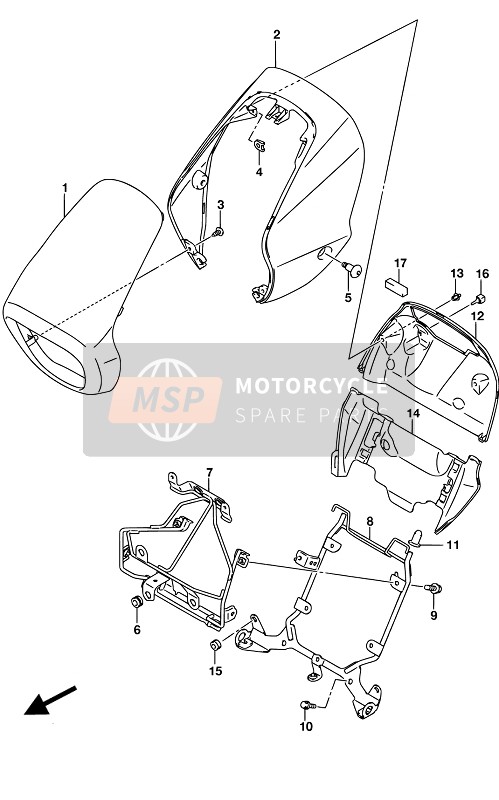 Suzuki VZR1800(BZ) INTRUDER 2017 Koplampafdekking (Voor PGZ)(VZR1800BZ E19) voor een 2017 Suzuki VZR1800(BZ) INTRUDER