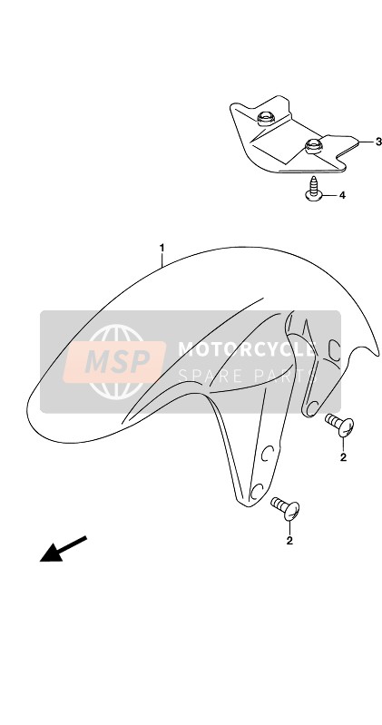 Suzuki VZR1800(BZ) INTRUDER 2017 Guardabarros delantero (por PGZ)(VZR1800BZ E02) para un 2017 Suzuki VZR1800(BZ) INTRUDER