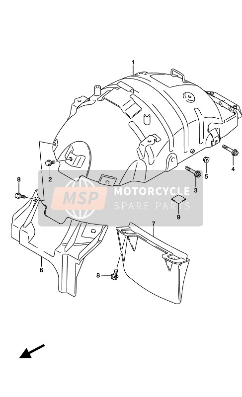 Suzuki VZR1800(BZ) INTRUDER 2017 Achterspatbordbeugel voor een 2017 Suzuki VZR1800(BZ) INTRUDER