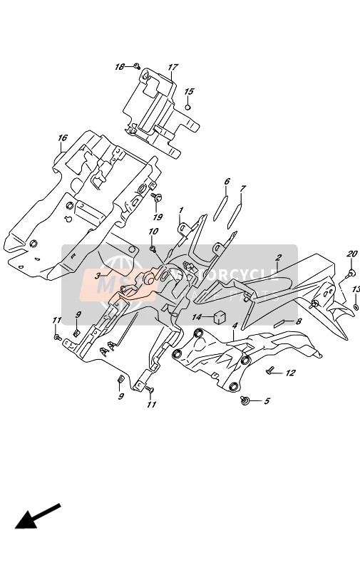 Suzuki GSX-R1000A 2017 Guardabarros trasero para un 2017 Suzuki GSX-R1000A