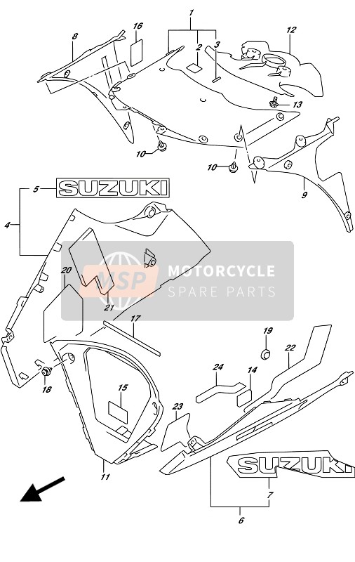 Suzuki GSX-R1000A 2017 UNTERE HAUBE für ein 2017 Suzuki GSX-R1000A