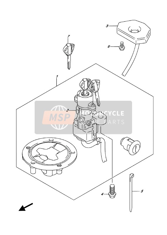 Suzuki DL650A(XA) V-STROM 2018 Conjunto de bloqueo para un 2018 Suzuki DL650A(XA) V-STROM