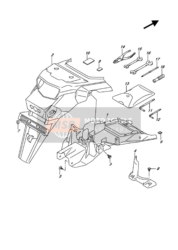 Suzuki DL1000(A)(XA) V-STROM 2018 HINTERER KOTFLÜGEL für ein 2018 Suzuki DL1000(A)(XA) V-STROM