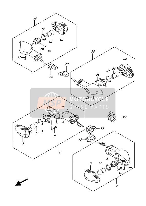 3560134J80, Lamp Assy, Front Turnsignal Rh, Suzuki, 0