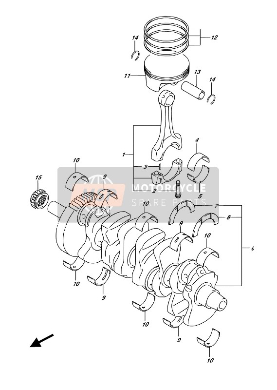 Suzuki GSX-R1000(A)(RZ) 2018 Crankshaft for a 2018 Suzuki GSX-R1000(A)(RZ)