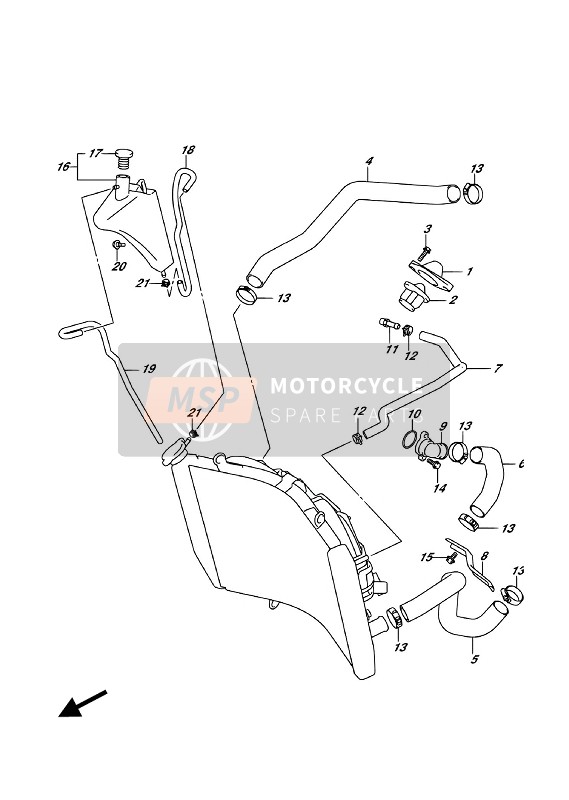 Suzuki GSX-R1000(A)(RZ) 2018 KÜHLERSCHLAUCH für ein 2018 Suzuki GSX-R1000(A)(RZ)