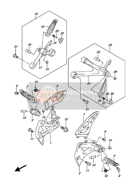 Suzuki GSX-R1000(A)(RZ) 2018 Repose Pieds pour un 2018 Suzuki GSX-R1000(A)(RZ)