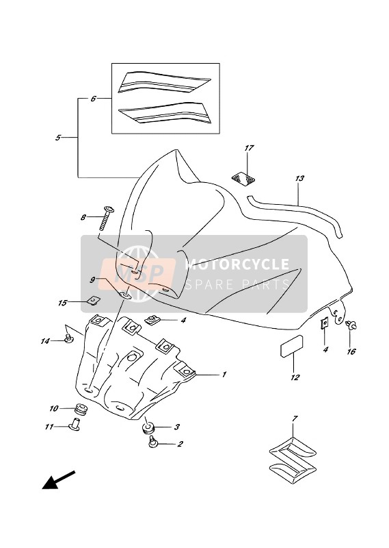 Couvercle avant du réservoir de carburant (GSX-R1000RZA)