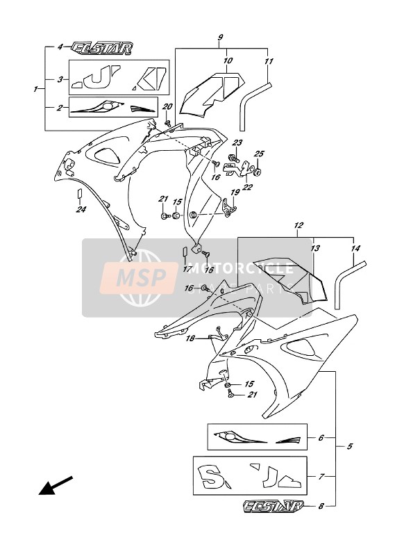 Suzuki GSX-R1000(A)(RZ) 2018 Seitenverkleidung (GSX-R1000RA) für ein 2018 Suzuki GSX-R1000(A)(RZ)