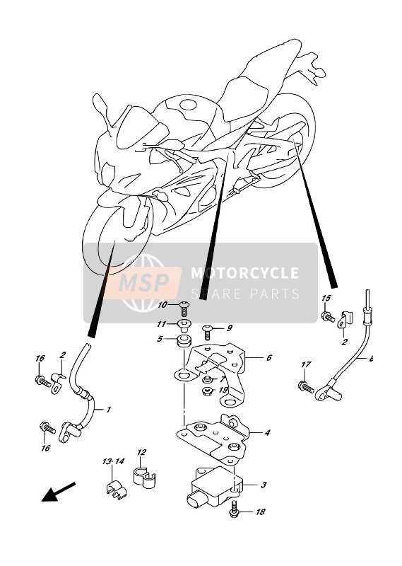 Suzuki GSX-R1000(A)(RZ) 2018 Corps électrique (GSX-R1000A) 1 pour un 2018 Suzuki GSX-R1000(A)(RZ)