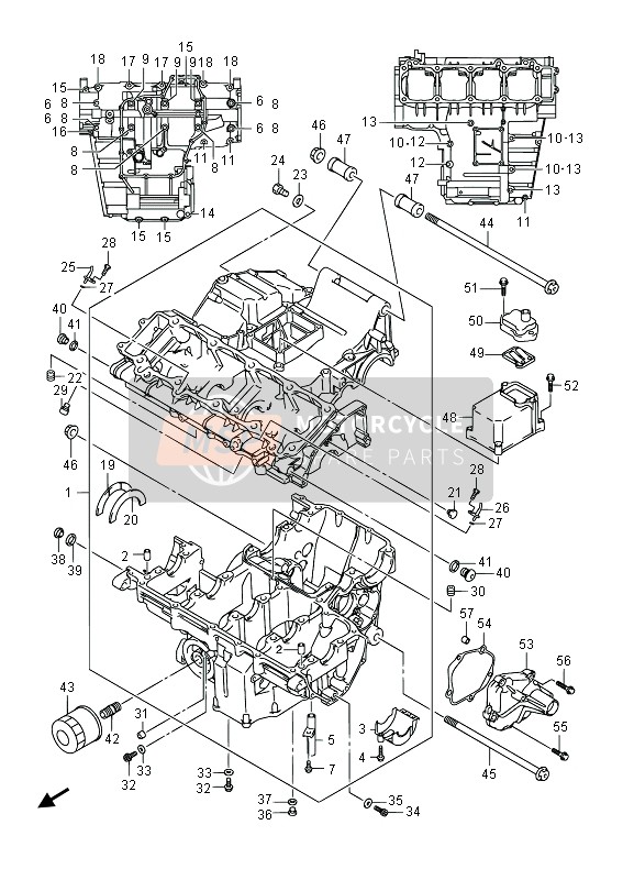 Suzuki GSX1300RA HAYABUSA 2014 Crankcase for a 2014 Suzuki GSX1300RA HAYABUSA