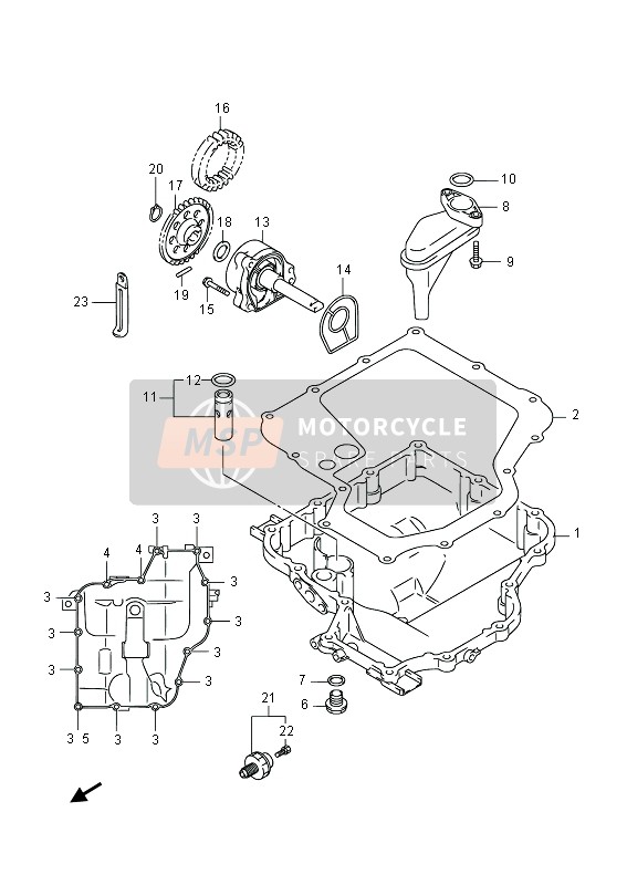 Suzuki GSX1300RA HAYABUSA 2014 Oil Pan & Oil Pump for a 2014 Suzuki GSX1300RA HAYABUSA