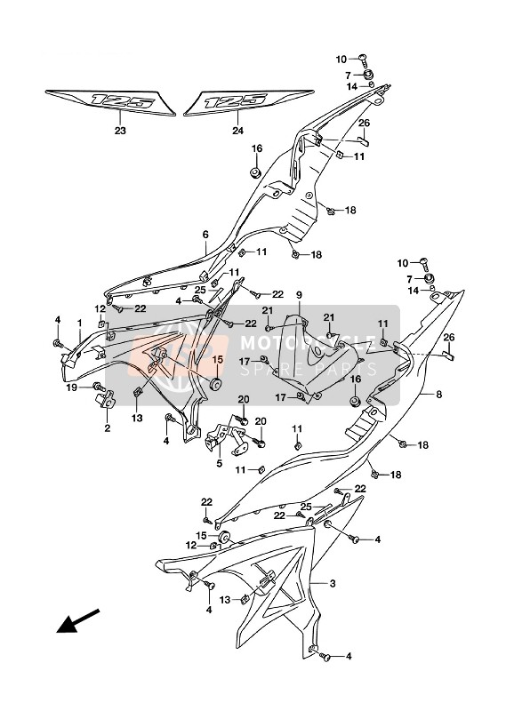 4751123K00YVU, Tapa Chasis Superior Central, Suzuki, 2