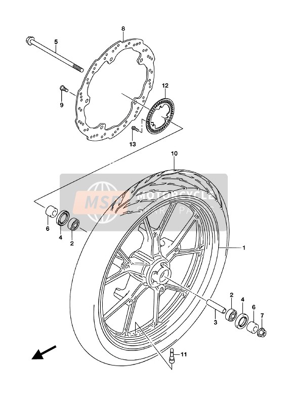 Suzuki GSX-S125M(L)(LX) 2018 Ruota anteriore per un 2018 Suzuki GSX-S125M(L)(LX)