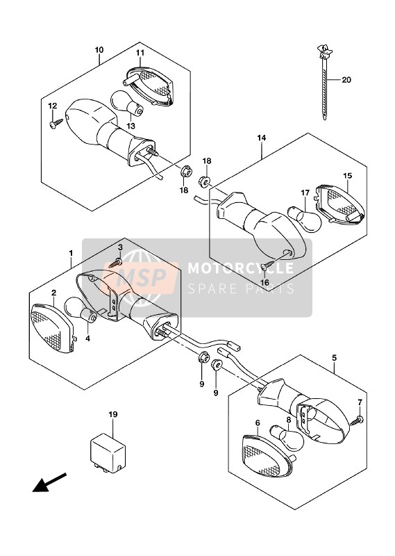 Suzuki GSX-S750A(ZA) 2018 Richtingaanwijzer lamp voor een 2018 Suzuki GSX-S750A(ZA)