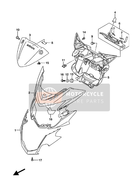 Suzuki GSX-S750A(ZA) 2018 Carcasa del faro para un 2018 Suzuki GSX-S750A(ZA)