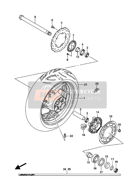 Suzuki GSX-S750A(ZA) 2018 Rear Wheel (GSX-S750ZA) for a 2018 Suzuki GSX-S750A(ZA)