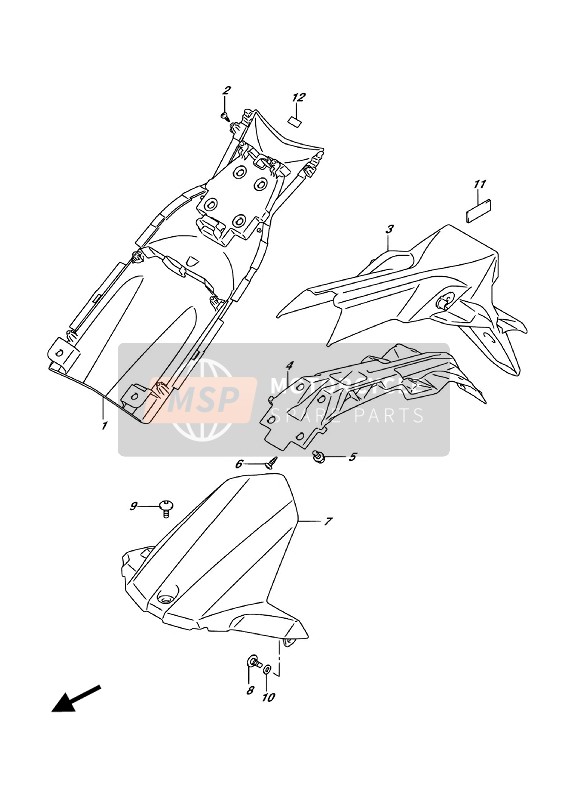 Suzuki GSX-S1000A(Z) 2018 Parafango posteriore per un 2018 Suzuki GSX-S1000A(Z)