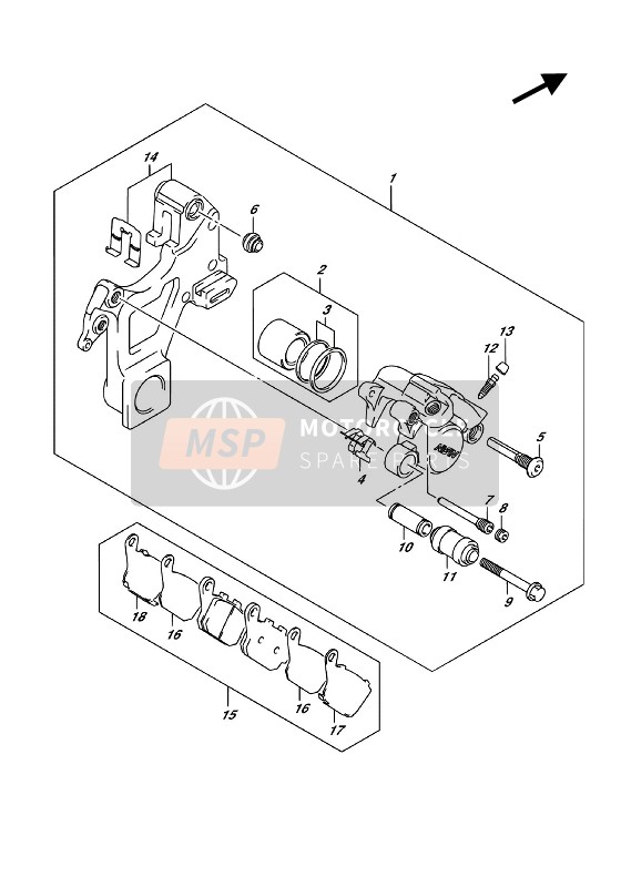 Suzuki GSX-S1000A(Z) 2018 Bremssattel hinten für ein 2018 Suzuki GSX-S1000A(Z)