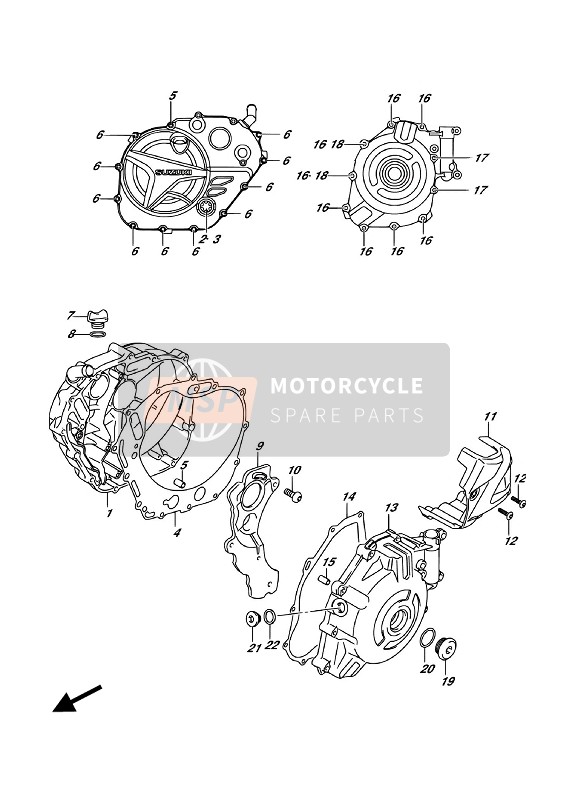 Suzuki SV650A 2018 Tapa del cárter para un 2018 Suzuki SV650A