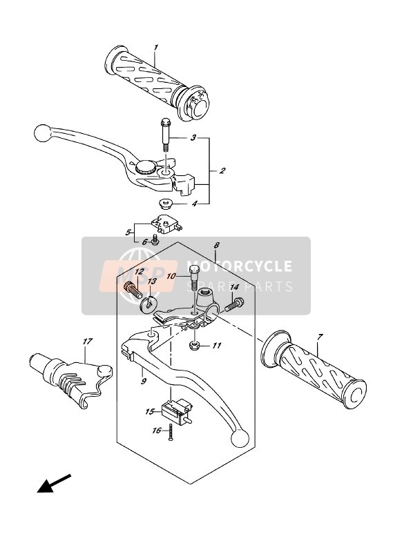 Suzuki SV650XA 2018 Palanca de la manija para un 2018 Suzuki SV650XA