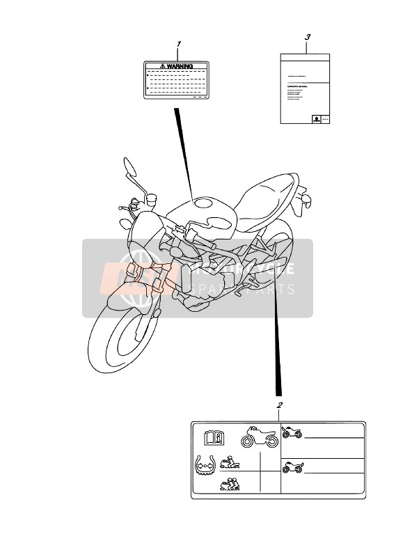 Suzuki SV650XA 2018 Etiqueta (SV650XA E02) para un 2018 Suzuki SV650XA