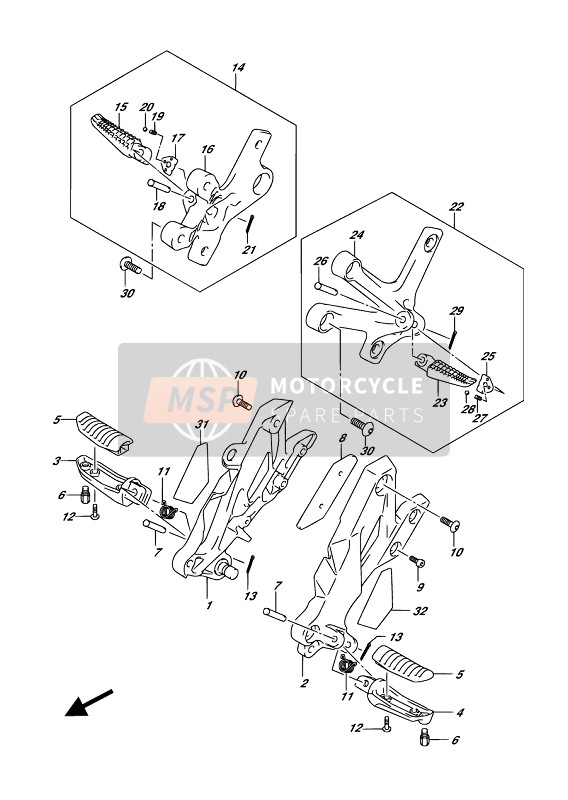 Suzuki DL250A V-STROM 2019 Poggiapiedi per un 2019 Suzuki DL250A V-STROM