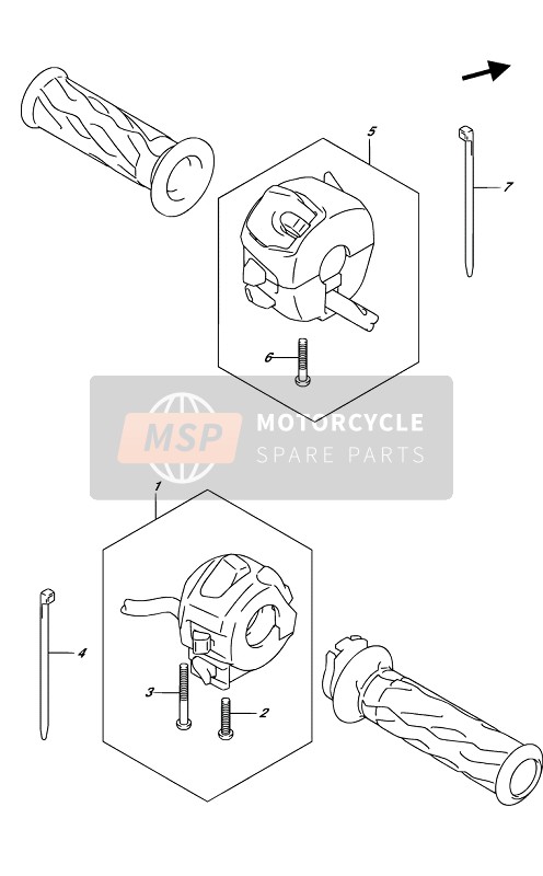 Suzuki DL650(UE)(XA)(XAUE) V-STROM 2019 Interruptor de manija para un 2019 Suzuki DL650(UE)(XA)(XAUE) V-STROM