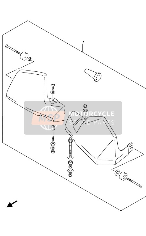 Suzuki DL650(UE)(XA)(XAUE) V-STROM 2019 Conjunto de cubierta de nudillo para un 2019 Suzuki DL650(UE)(XA)(XAUE) V-STROM