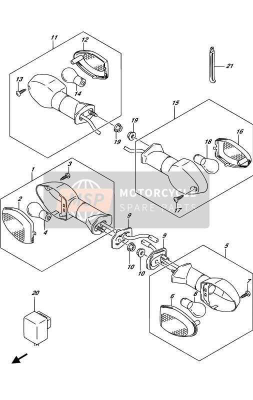 Suzuki DL1000A(XA) V-STROM 2019 Indicatore di direzione lampada per un 2019 Suzuki DL1000A(XA) V-STROM