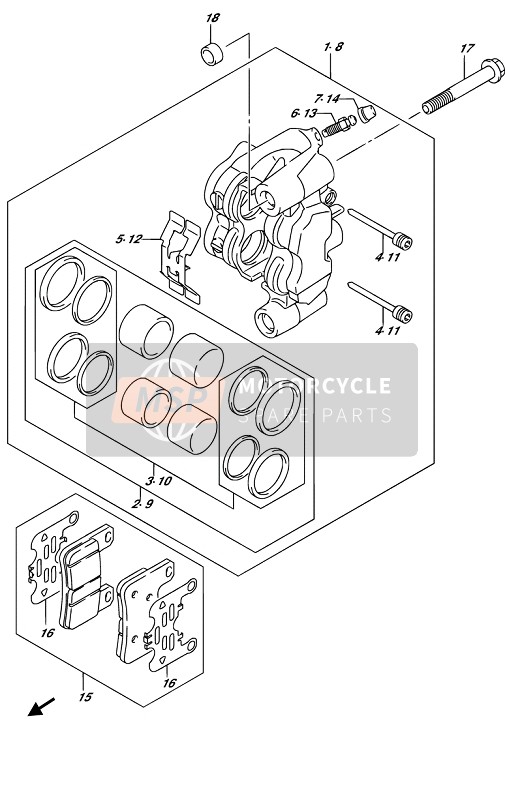 Suzuki DL1000A(XA) V-STROM 2019 BREMSSATTEL VORNE für ein 2019 Suzuki DL1000A(XA) V-STROM