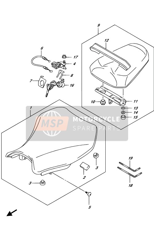 Suzuki GSX-R1000(A)(RA)(RZA) 2019 Siège pour un 2019 Suzuki GSX-R1000(A)(RA)(RZA)