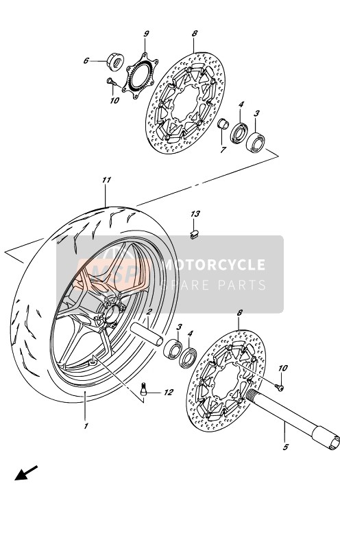 Suzuki GSX-R1000(A)(RA)(RZA) 2019 Roue avant pour un 2019 Suzuki GSX-R1000(A)(RA)(RZA)