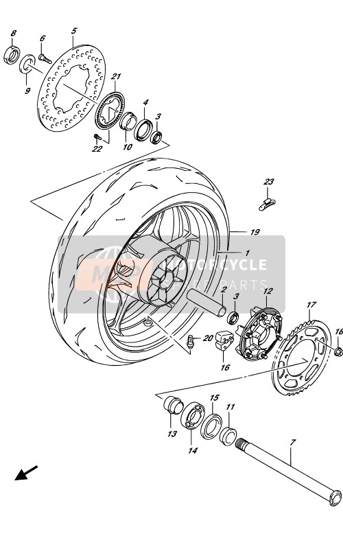 Suzuki GSX-R1000(A)(RA)(RZA) 2019 Ruota posteriore (GSX-R1000RZA) per un 2019 Suzuki GSX-R1000(A)(RA)(RZA)