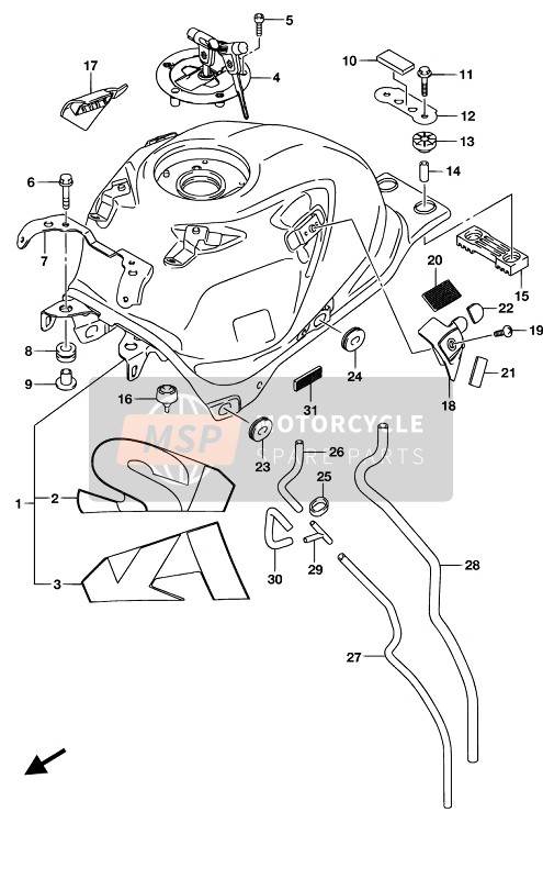 4410023K60YSF, Tank Assy, Fuel (Blue), Suzuki, 0