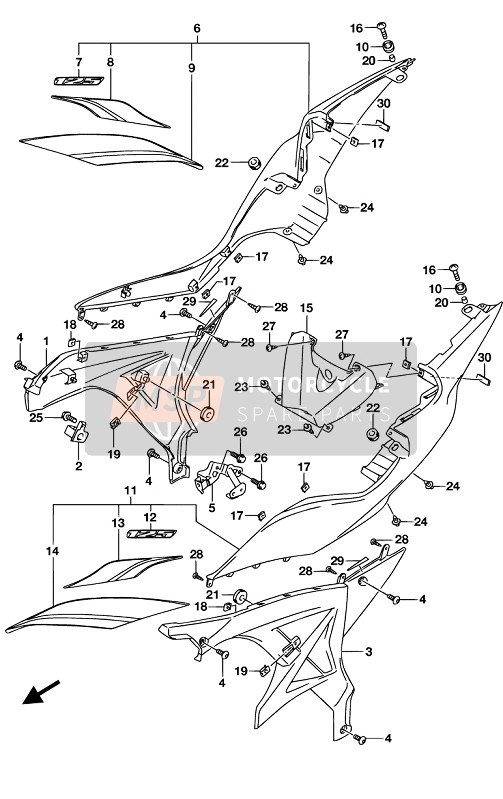 4731023KD0YVU, Cover Comp, Frame Upper Rh (Black), Suzuki, 0