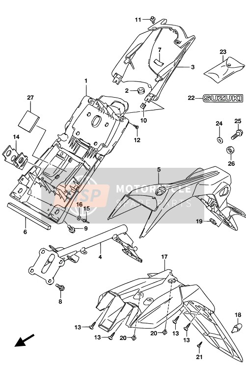 Suzuki GSX-S125XA 2019 Guardabarros trasero para un 2019 Suzuki GSX-S125XA