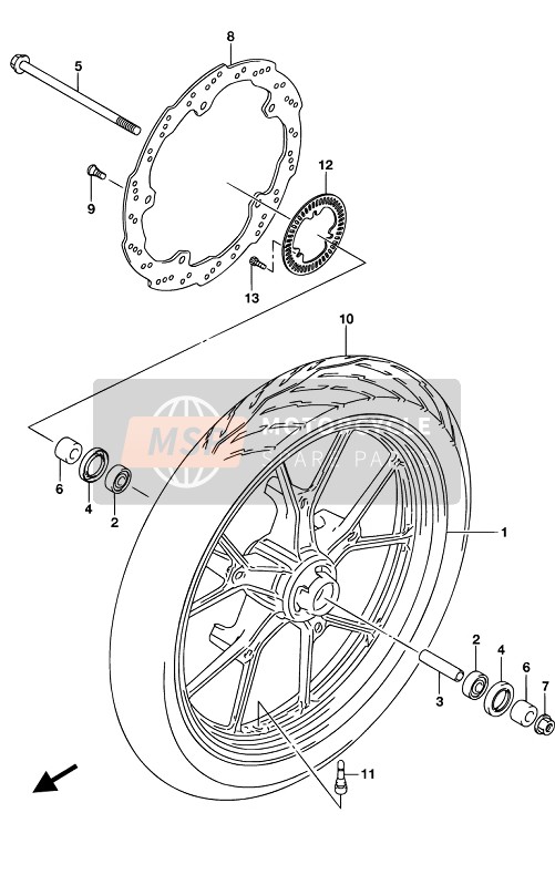 Suzuki GSX-S125XA 2019 Ruota anteriore per un 2019 Suzuki GSX-S125XA