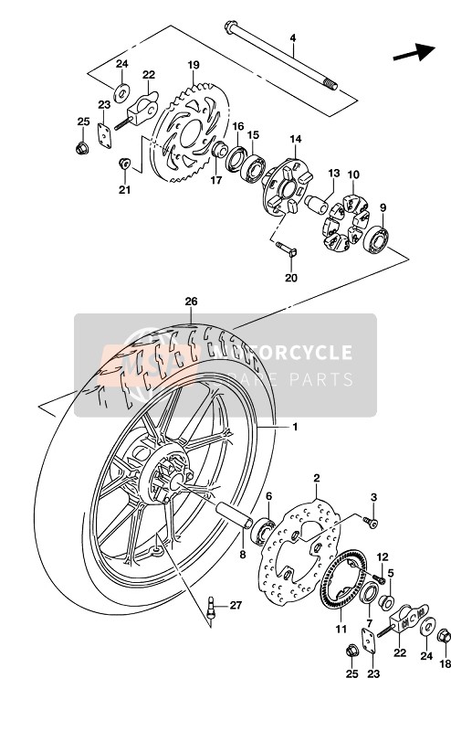 Suzuki GSX-S125XA 2019 REAR WHEEL for a 2019 Suzuki GSX-S125XA