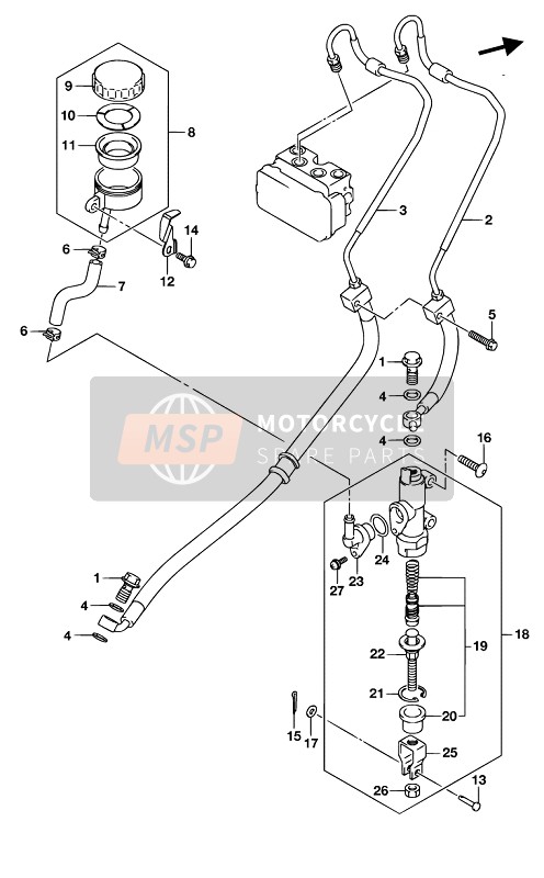 Suzuki GSX-S125XA 2019 Pompa freno posteriore per un 2019 Suzuki GSX-S125XA