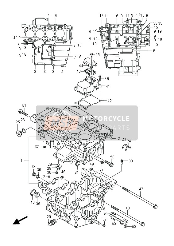 Suzuki GSX-R600 2014 Carter per un 2014 Suzuki GSX-R600