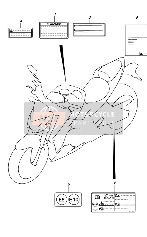 Suzuki GSX-S1000(A)(YA)(AZ) 2019 LABEL for a 2019 Suzuki GSX-S1000(A)(YA)(AZ)