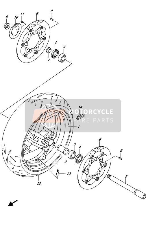 Suzuki GSX-S1000(A)(YA)(AZ) 2019 Vorderrad (GSX-S1000A-AUF) für ein 2019 Suzuki GSX-S1000(A)(YA)(AZ)